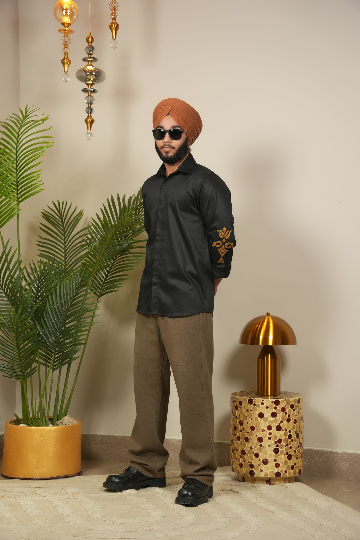 Kaala Shah Kaala Men's Black Phulkari Shirt