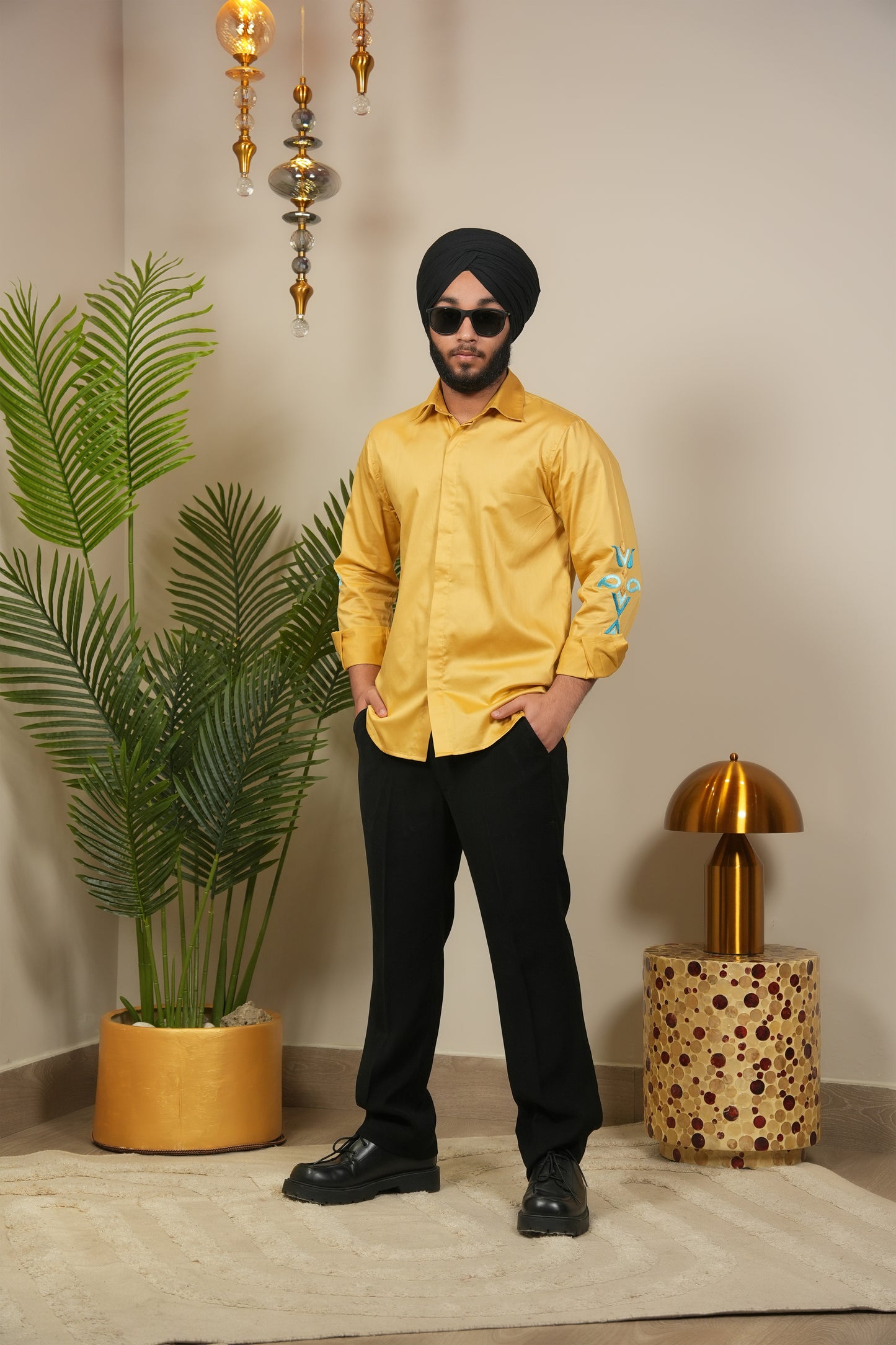 Sunehri Raunaq Men's Butter Yellow Phulkari Shirt
