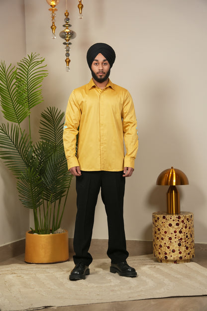 Sunehri Raunaq Men's Butter Yellow Phulkari Shirt
